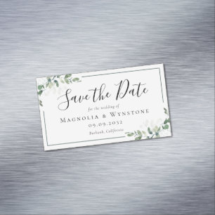 BUDGET Eucalyptus Watercolor Wedding Save The Date Magnetic Business Card