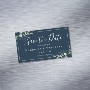 BUDGET Eucalyptus Watercolor Wedding Save The Date Magnetic Business Card