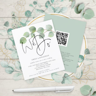 Budget Eucalyptus We Do QR Code Wedding Invitation
