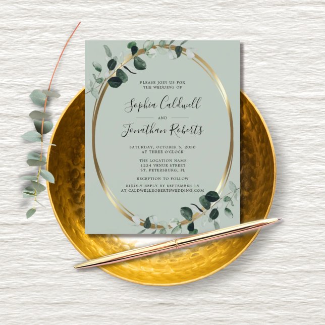Budget Eucalyptus Website RSVP Sage Wedding Invite (Creator Uploaded)