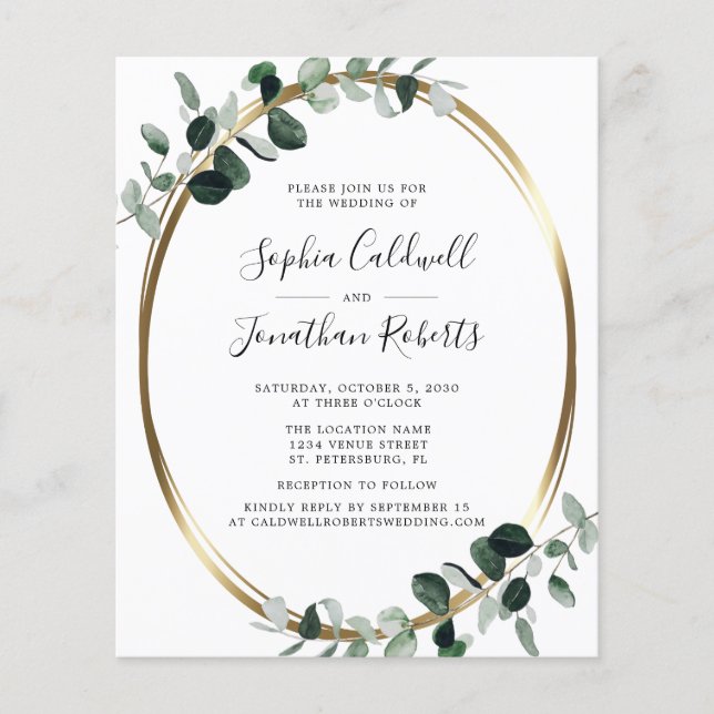 Budget Eucalyptus Website RSVP Wedding Invitation (Front)
