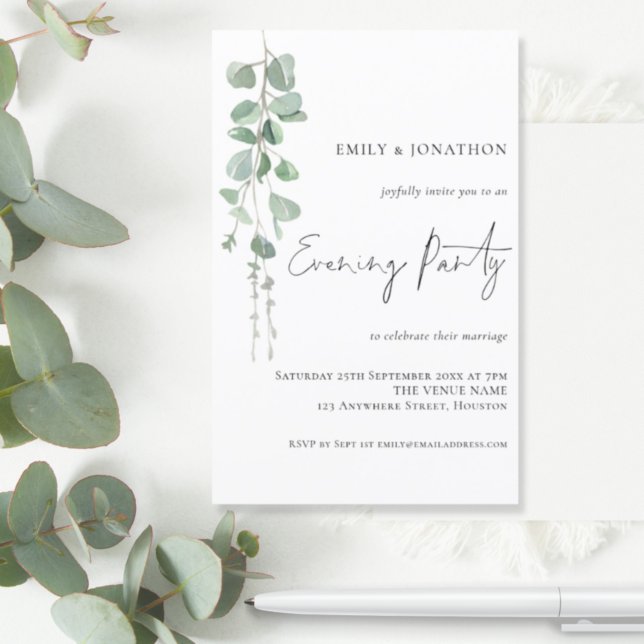 Budget Eucalyptus Wedding Evening Party Invite (Creator Uploaded)