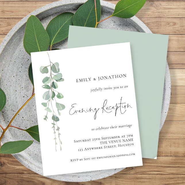 Budget Eucalyptus Wedding Evening Reception Invite (Creator Uploaded)