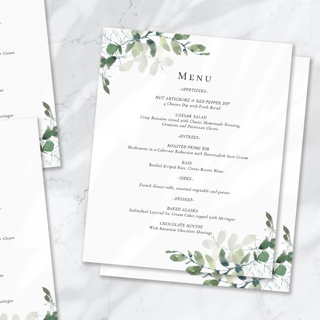 BUDGET Eucalyptus Wedding Menu (Creator Uploaded)
