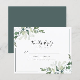 Budget Eucalyptus Wedding RSVP Response Card