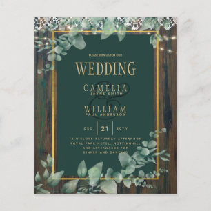 BUDGET Eucalyptus WEDDING Rustic Lace QR CODE Inv Flyer