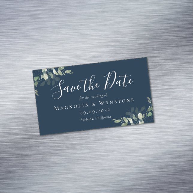 BUDGET Eucalyptus Wedding Save The Date Business C Magnetic Business Card (In Situ)