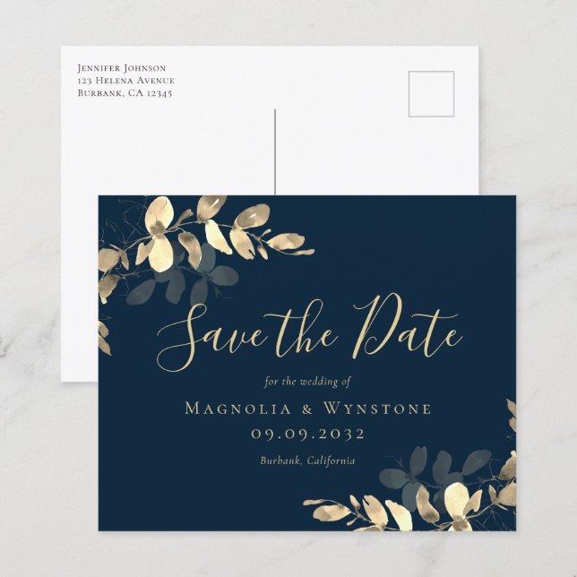 BUDGET Eucalyptus Wedding Save The Date Postcard (Front/Back)