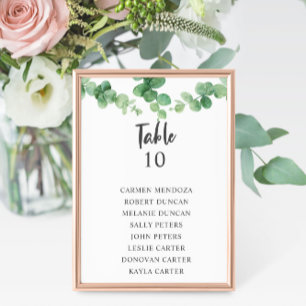 Budget Eucalyptus Wedding Seating Chart Table Card
