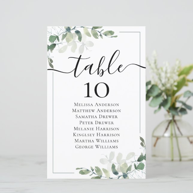 BUDGET Eucalyptus Wedding Table Seating Chart (Standing Front)