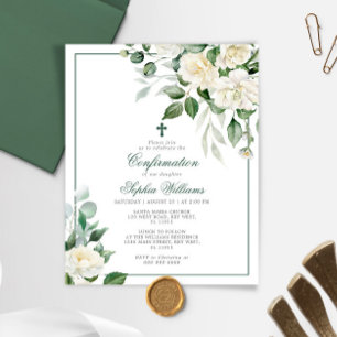 Budget Eucalyptus White Confirmation Invitation