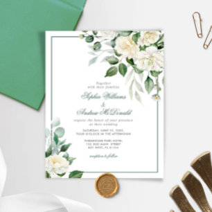 Budget Eucalyptus White Flower Wedding Invitation
