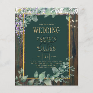BUDGET Eucalyptus Wisteria WEDDING Rustic Lace INV Flyer