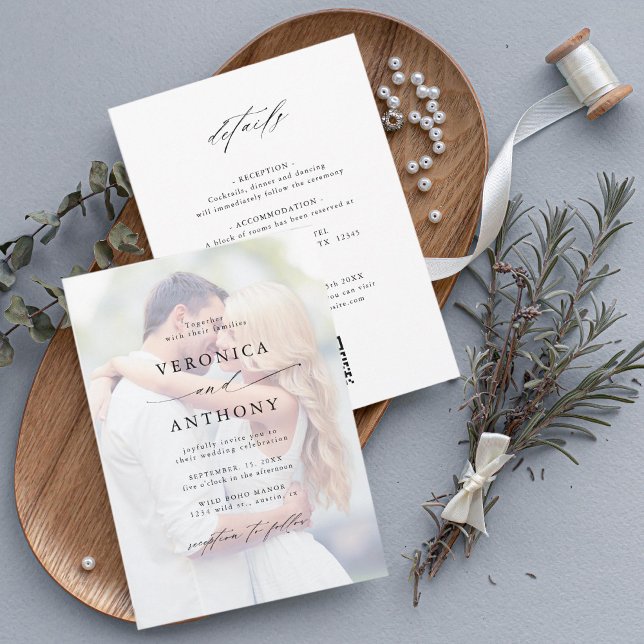 Budget Faded Photo Wedding All In One  Invitation (Creator Uploaded)