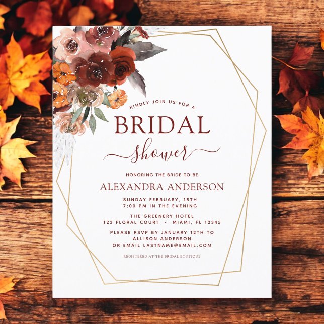 Budget Fall Bridal Shower Burgundy Floral (Creator Uploaded)