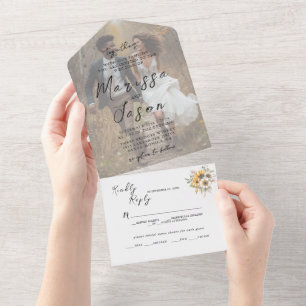 Budget Fall Custom Photo Wedding All In One Invitation