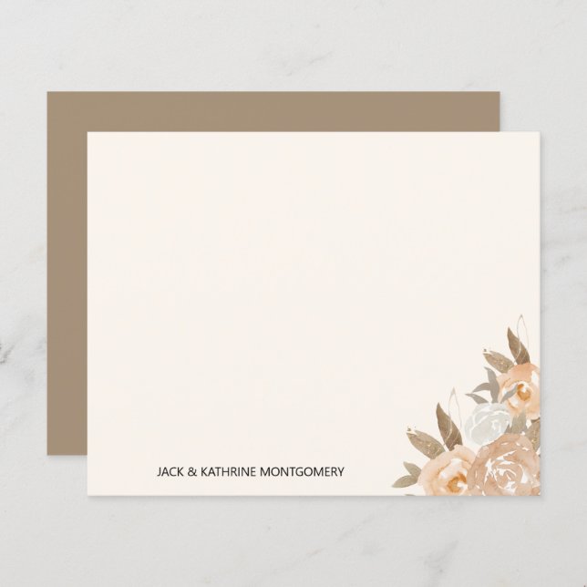 Budget Fall Floral Elegant Personalised Note Card (Front/Back)