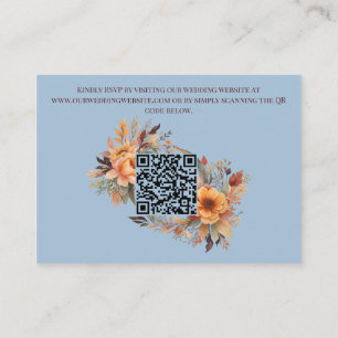 Budget Fall Floral QR Code Rsvp Wedding Enclosure Card