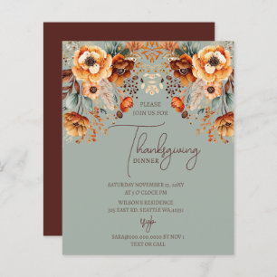 Budget Fall Floral Thanksgiving Dinner Invitation