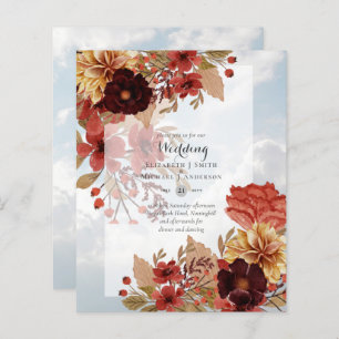 BUDGET FALL Floral Wedding Invitations - Dusky
