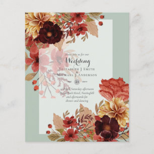 BUDGET FALL Floral Wedding Invitations - Dusky Flyer