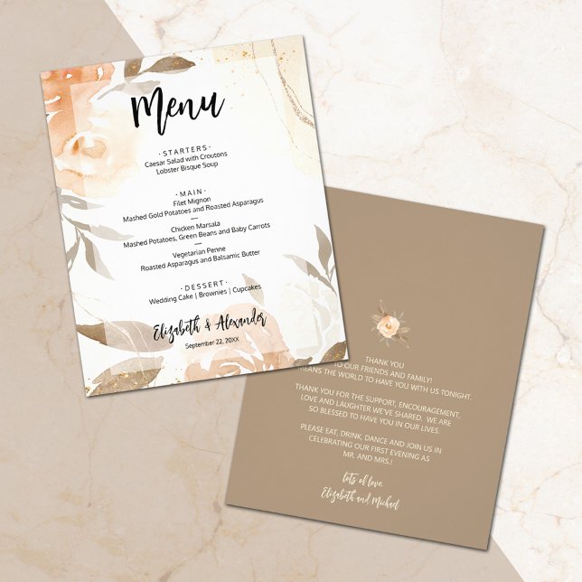 Budget Fall Floral Wedding Menu and Thank You (Creator Uploaded)