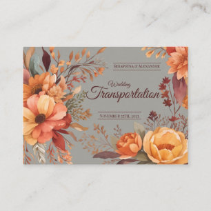 Budget Fall Floral Wedding Transportation Enclosure Card