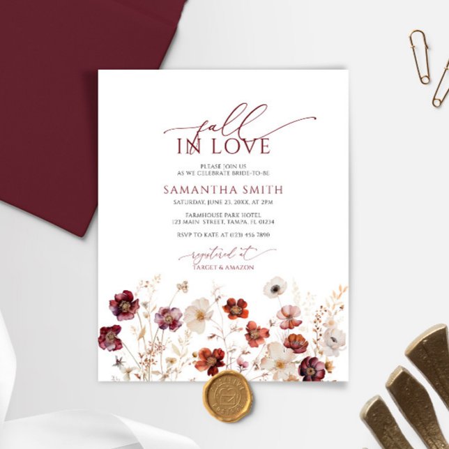 Budget Fall In Love Bridal Shower Invitation (Creator Uploaded)