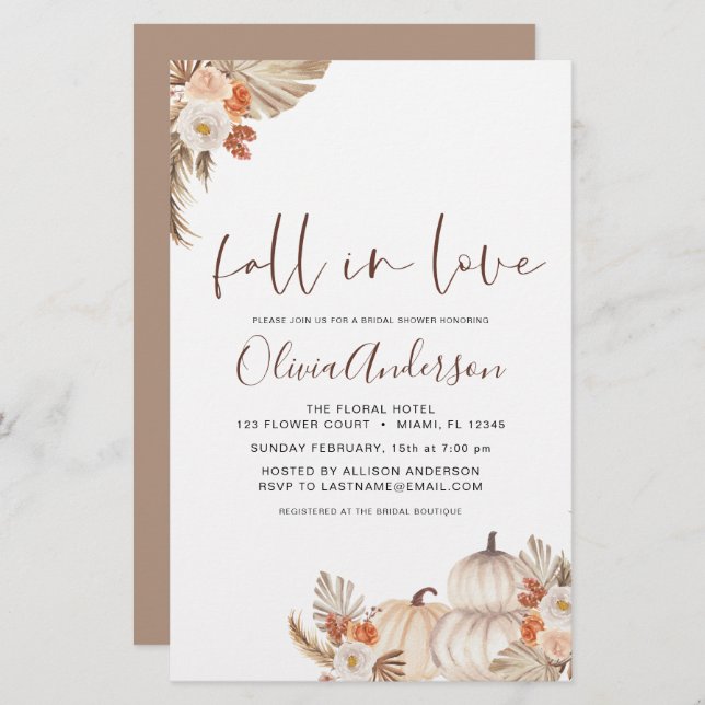 Budget Fall in Love Bridal Shower Pampas Grass (Front/Back)