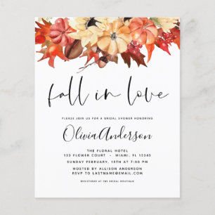 Budget Fall in Love Bridal Shower Pumpkins Flyer