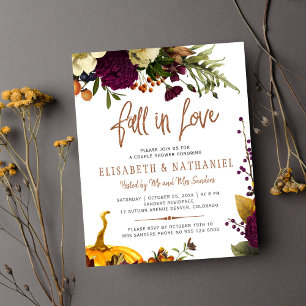 Budget fall in love chic couple shower invitation