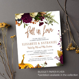 Budget fall in love chic couple shower invitation flyer