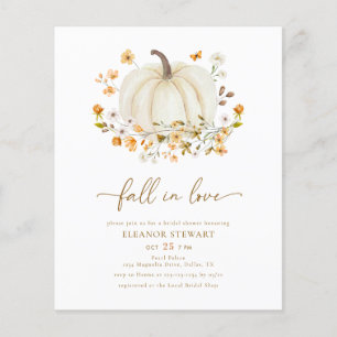 BUDGET Fall In Love Floral Pumpkin Bridal Shower Flyer