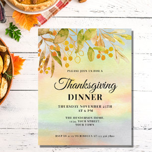 Budget Fall Leaves Thanksgiving Dinner Invitation
