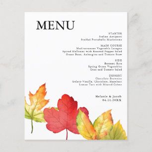 Budget Fall Leaves Wedding Menu