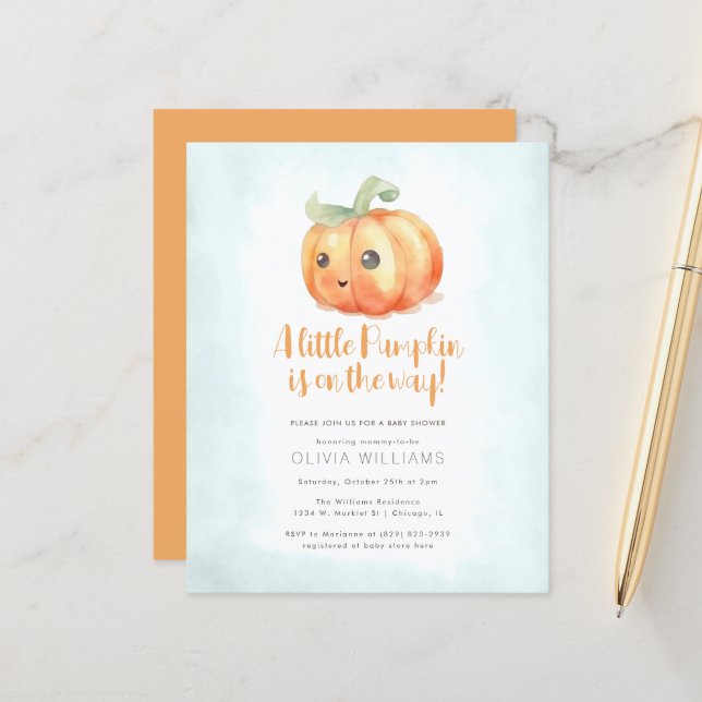 Budget Fall Little Pumpkin Boy Baby Shower (Front/Back In Situ)
