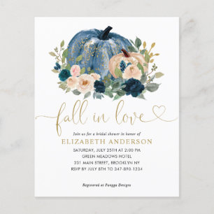 Budget Fall Love Blue Floral Pumpkin Bridal Shower