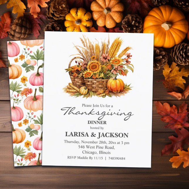 Budget Fall Product Thanksgiving Dinner Invitation (Creator Uploaded)