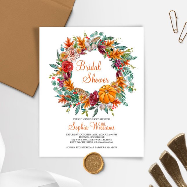 Budget Fall Pumpkin Bridal Shower Invitation (Creator Uploaded)