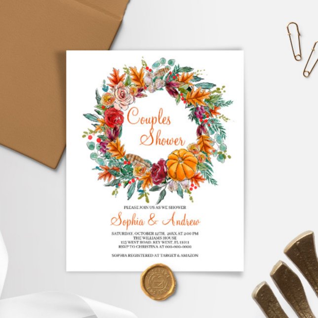 Budget Fall Pumpkin Couples Shower Invitation (Creator Uploaded)