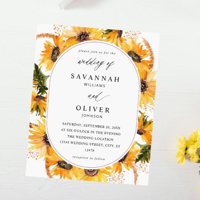 Budget Fall Sunflower Floral Wedding - White Flyer (Creator Uploaded)