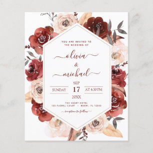 Budget Fall Wedding Burnt Orange Floral Flyer