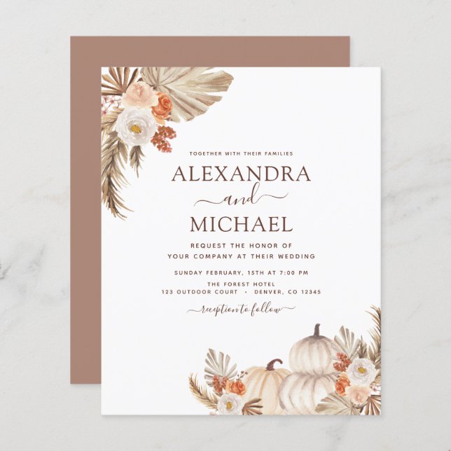 Budget Fall Wedding Pumpkin Pampas Grass (Front/Back)