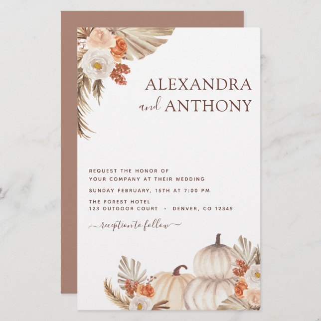 Budget Fall Wedding Pumpkins Pampas Grass (Front/Back)