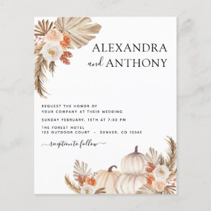 Budget Fall Wedding Pumpkins Pampas Grass Flyer