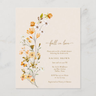 BUDGET Fall Wildflowers Fall In love Bridal Shower Flyer