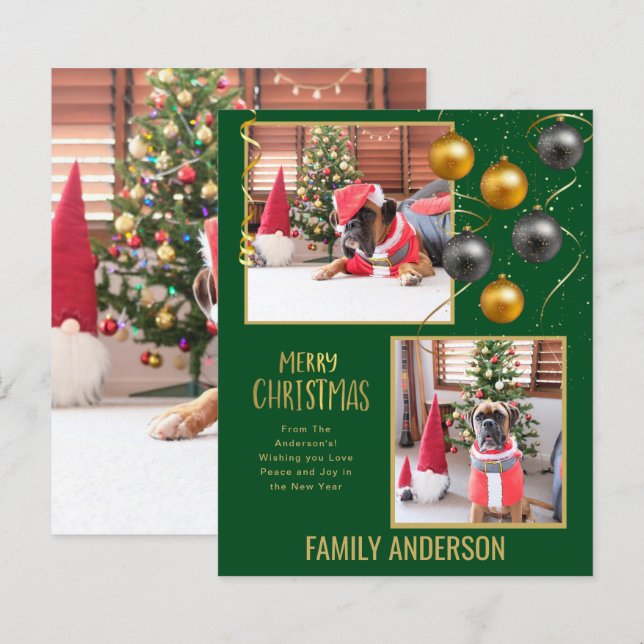 BUDGET Family PHOTO Christmas Greeting Gold (Front/Back)