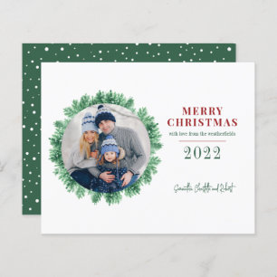 Budget Family Photo Pine Christmas Holiday Card