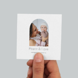 Budget family photo winter peace and love square card