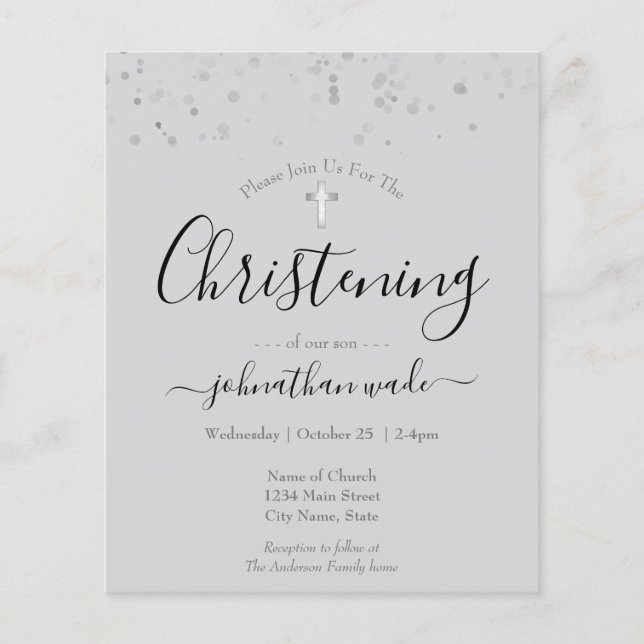 Budget Fancy Script Christening Flyer (Front)